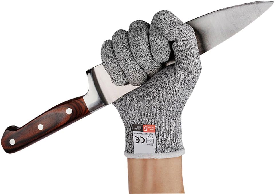 HGHMLIFE Cut Resistant Gloves Level 5 Protection,Food Grade EN388 Certified,Kitchen Glove and Safty Gloves for Cutting Slicing Hand Protection and Yard-work(M)