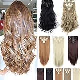 8Pcs 18 Clips 17-26 Inch Curly Straight Full Head Clip in on Hair Extensions Women Lady Hairpiece