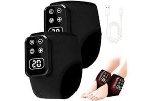 Foot Massager, Wireless 4-in-1 Foot Revive Massager with 5 Vibration Modes & 6 Heat Levels, Portable Heated Ankle Wrap for Bo