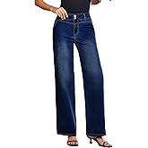 SHEWIN Womens Jeans High Waisted Wide Leg Jeans Woman Trendy 2025 Stretchy Straight Leg Ankle Denim Pants with Pockets