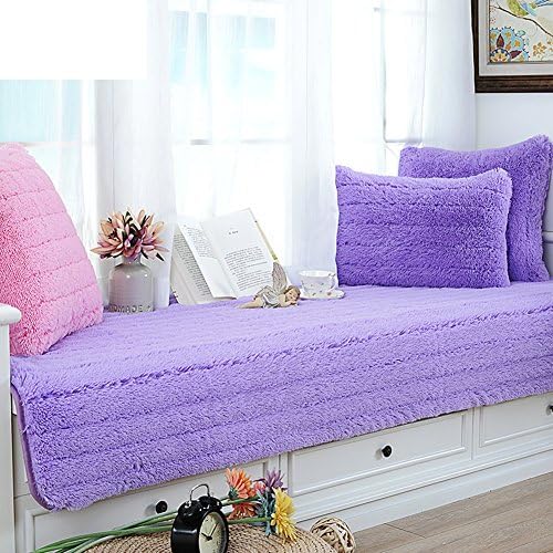 Window sill cushion,Plush bedroom tatami balcony cushion bay window princess blanket-E 90x240cm(35x94inch)