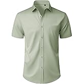 Alimens & Gentle Mens Short Sleeve Dress Shirt Wrinkle Free Wedding Business Casual Summer Button Down Shirt with Pocket