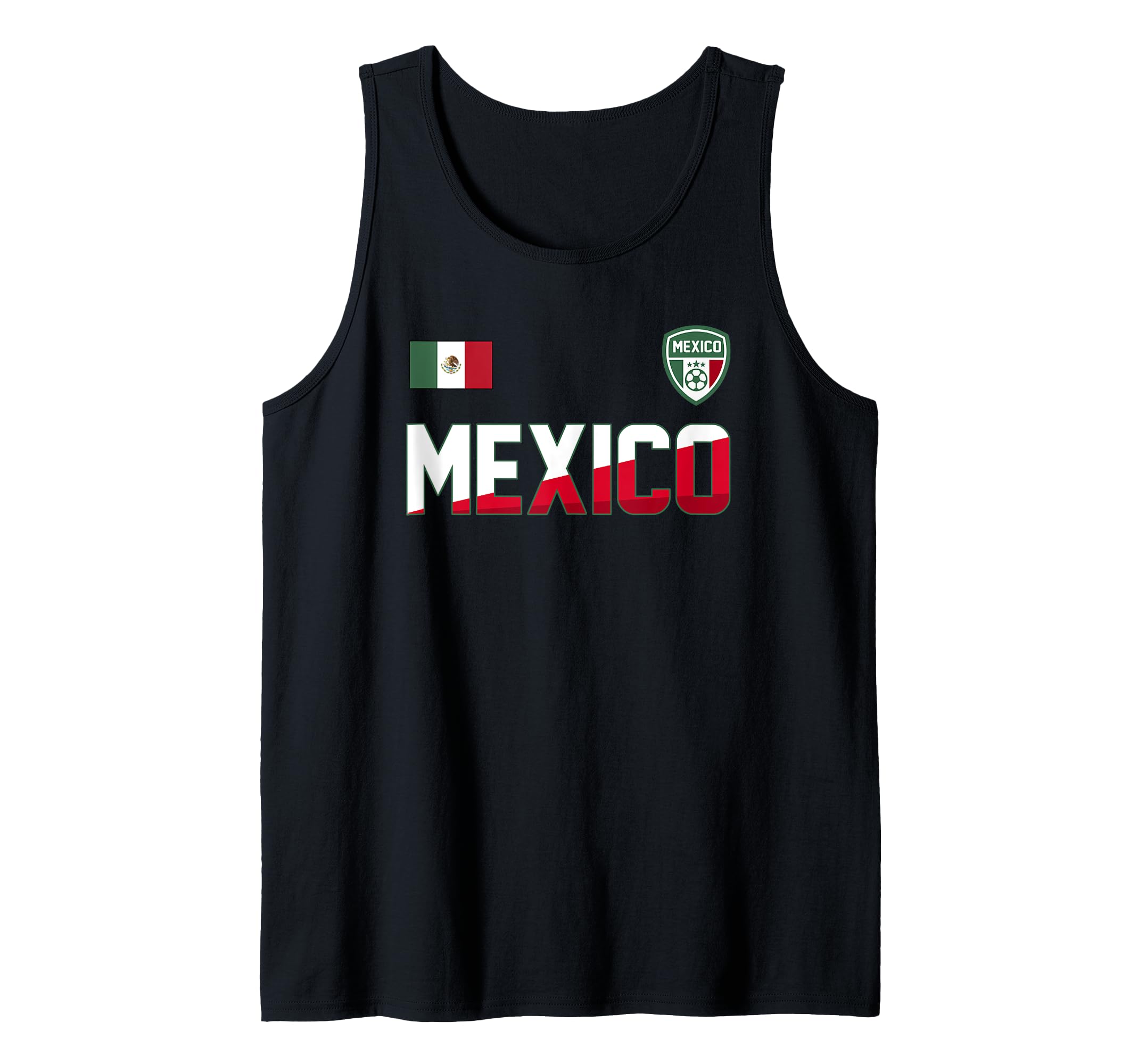 Mexico Football Bold Text Flag Left Chest Tank Top