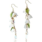 WLWDBY Handmade Resin Lily of the Valley Earrings, Hypoallergenic Lightweight Floral Drop Earrings for Women, Nature Lovers Gift for Special Occasions