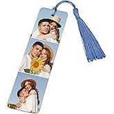 Custom Bookmark - Personalized Metal Bookmarks with Tassel, Customized Photo Color Picture Book Mark Gift for Women Men Readers Kids Book Lover Teacher Classmate Christmas Valentine's Day