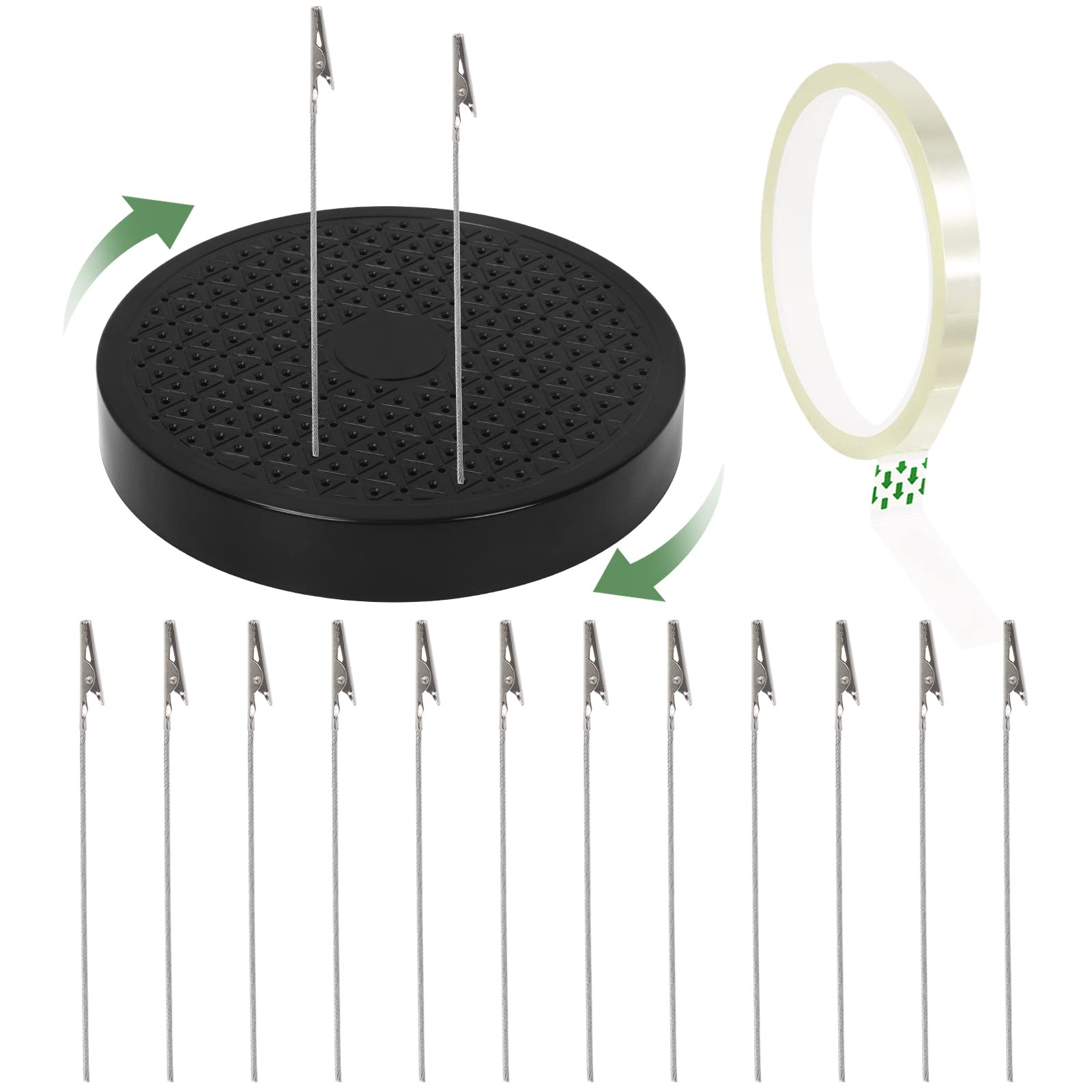 Keadic 14Pcs Painting Stand Base Holder with Alligator Clip Sticks and Insulation Tape, 360 Degree Rotation Model Base Modeling Tools for Card Photo Memo, Compatible with Gundam Model Parts Assemble