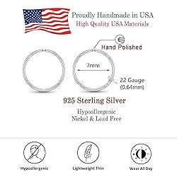 7mm Small Sterling Silver Cartilage Nose Hoop