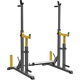 K KiNGKANG Adjustable Squat Rack,Bench Press for Home Gym Load 690LBS | Adjustable Height &amp; Width,2*2-Inch Commercial Carbon Steel,Store Exercise Equipment