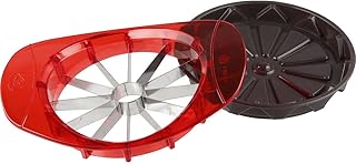 Dr. Oetker Apfelteiler mit Schale, Schneidhilfe für Äpfel und anderes Obst, Küchenhelfer entkernt und zerteilt die Früchte in gleichmäßige Stücke, (Farbe: rot/silber, schwarz), Menge: 1 Stück