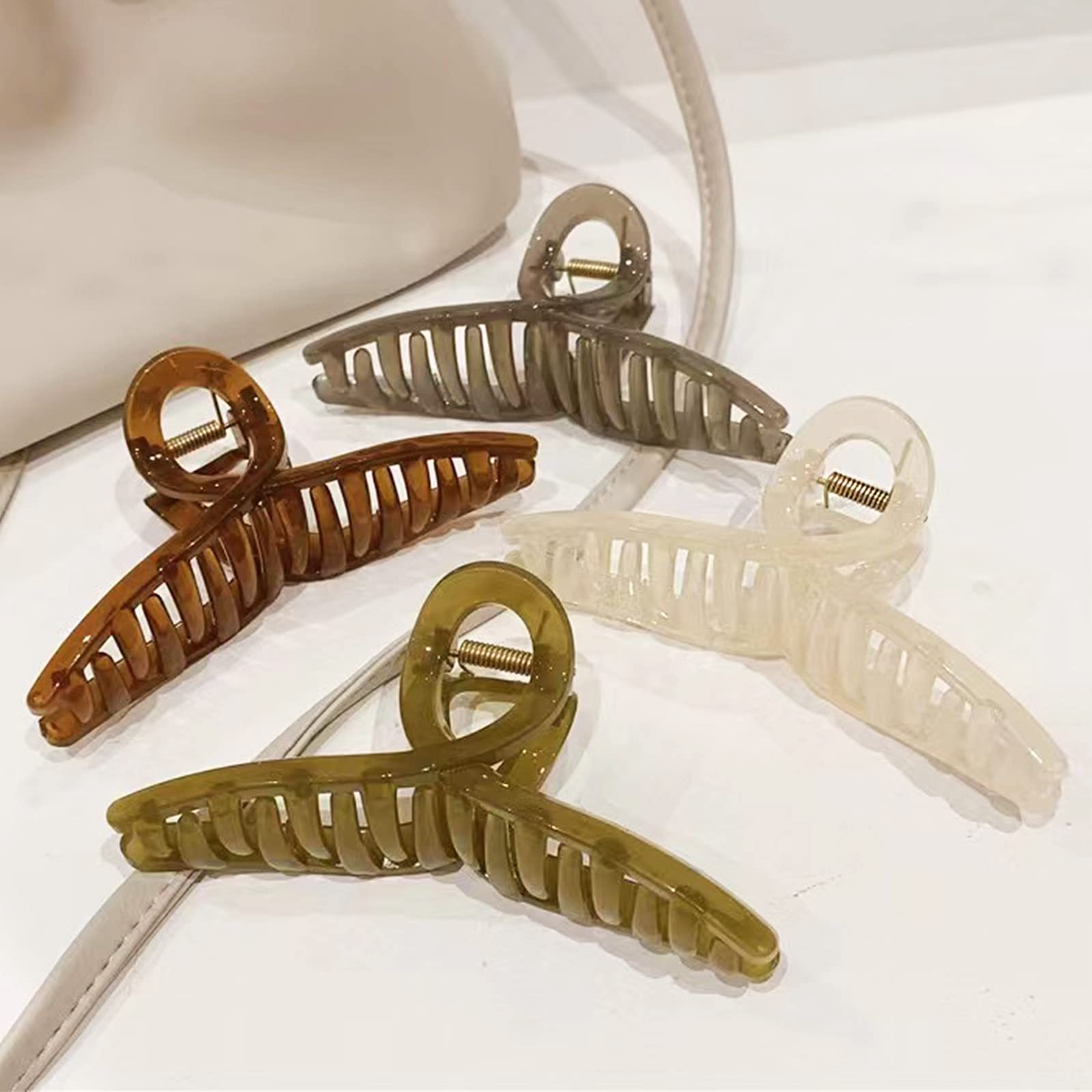 Photo 1 of Big Hair Claw Clips - Butterfly Hair Accessories for Women and Girls with Long, Thick Hair - Large 5.1 Jelly Clips, 4 Pcs, Mother's Day Gifts