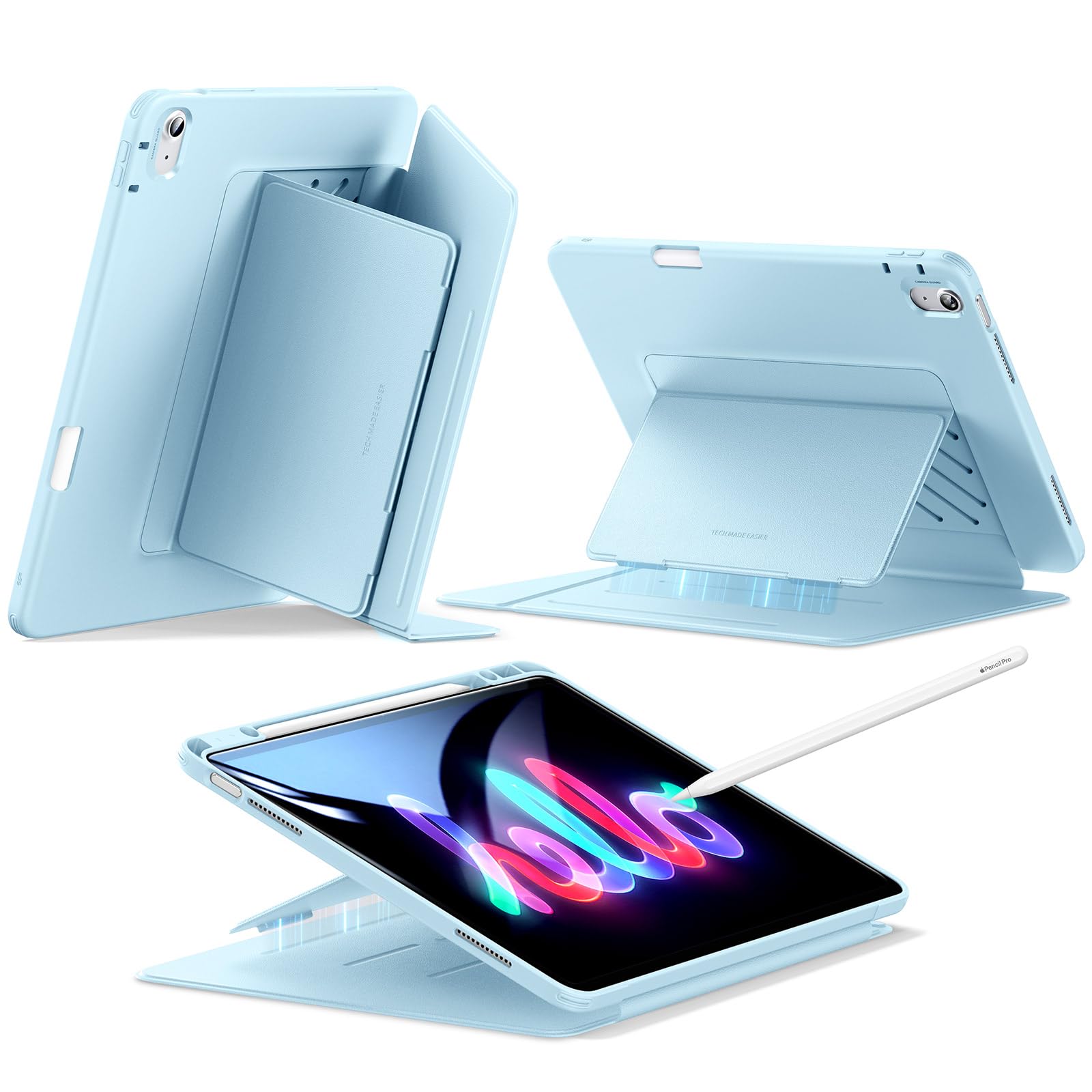 Photo 1 of ESR for iPad Air 13 Inch Case M3/M2 (2025/2024), Vertical Stand Cover, Multi Stand Angles, Ultra-Stable Case for iPad Air 13 with Pencil Holder, Flip Series, Sky Blue