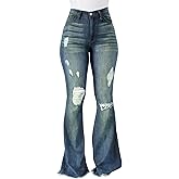 PEIHOT Vintage Bell Bottoms Flare Jeans for Women 90s High Waist Ripped Distressed Wide Leg High Rise Denim Pants