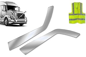 Longroadaccess Kozak Stainless Steel Fender Guard Trim (Left Driver & Right Passenger Side) Compatible with Volvo VN VNL VNM 2004-2017 Model Series 430 630 670 780 Plus Volvo Emblem and Kozak Vest