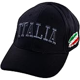 Italia Black Baseball Cap for Men & Women - Comfortable Adjustable Italian Hat - Embroidered Hat for Unisex - Italy Themed Gifts for Men & Women