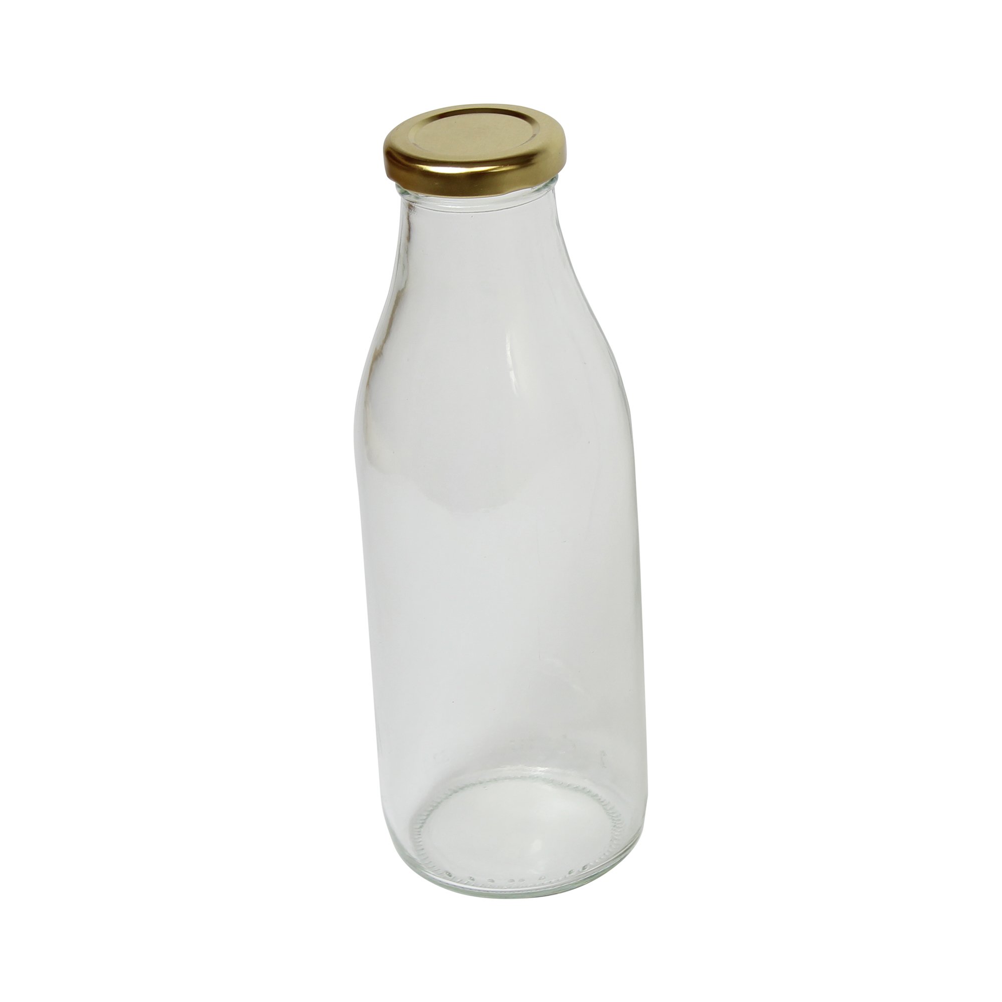 Clear Retro Glass Milk Bottle (Gold Lid Included) 500ml