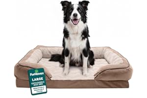 Furhaven Orthopedic Dog Bed for Large/Medium Dogs w/Removable Bolsters & Washable Cover, for Dogs Up to 55 lbs - Plush & Velv