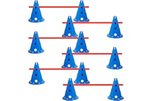 Glimin 6 Sets Dog Agility Hurdle Cone Set Include 12 Agility Cones 6 Agility Rods Dog Agility Training Equipment Adjustable Obstacle Training for Dog Agility Course Pet Outdoor Games (Blue, Orange)