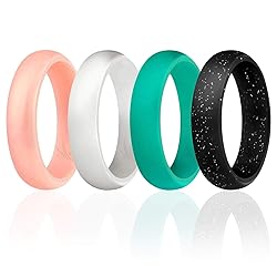 ROQ Silicone Wedding Ring For Women, Set of 4