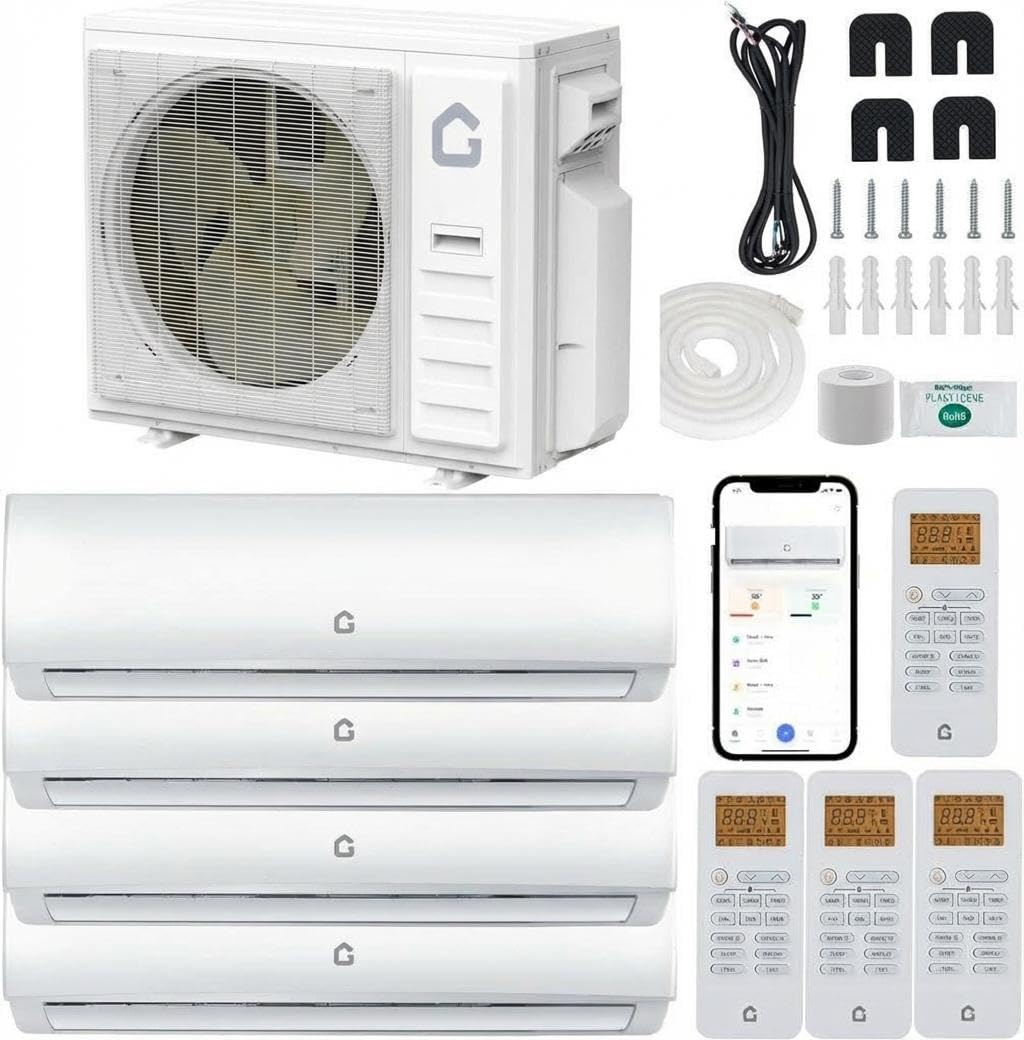Photo 1 of *PARTIAL SET*
4 Zone 35000 BTU Mini Split Air Conditioner and Heat Pump, 19 SEER2 WiFi Enabled Ductless AC/Heating System with 4 Indoor Units (9K+9K+12K+12K) w/Multi Zone AC Pre-Charged Condenser, 208-230V