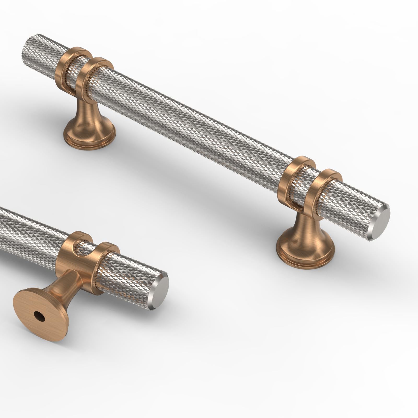 Photo 1 of Asidrama 10 Pack 3.75 Inch(96mm) Knurled Satin Nickel and Champagne Bronze Kitchen Cabinet Handles, Cabinet Pulls Kitchen Cabinet Hardware Cupboard Handles Drawer Pulls