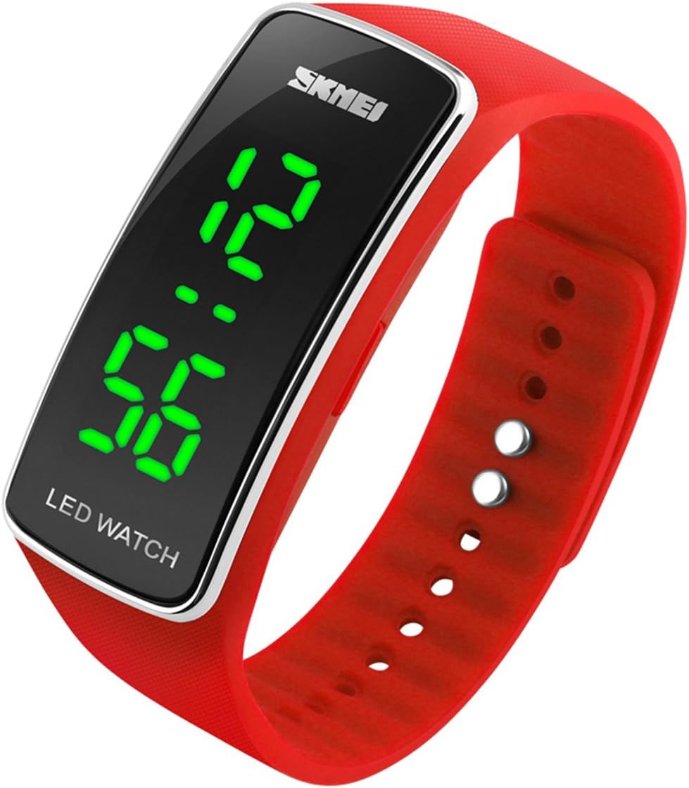 BesWLZ Watch Unisex Digital Watch Waterproof Sport Wristwatch for Boys Girls Men Women Red