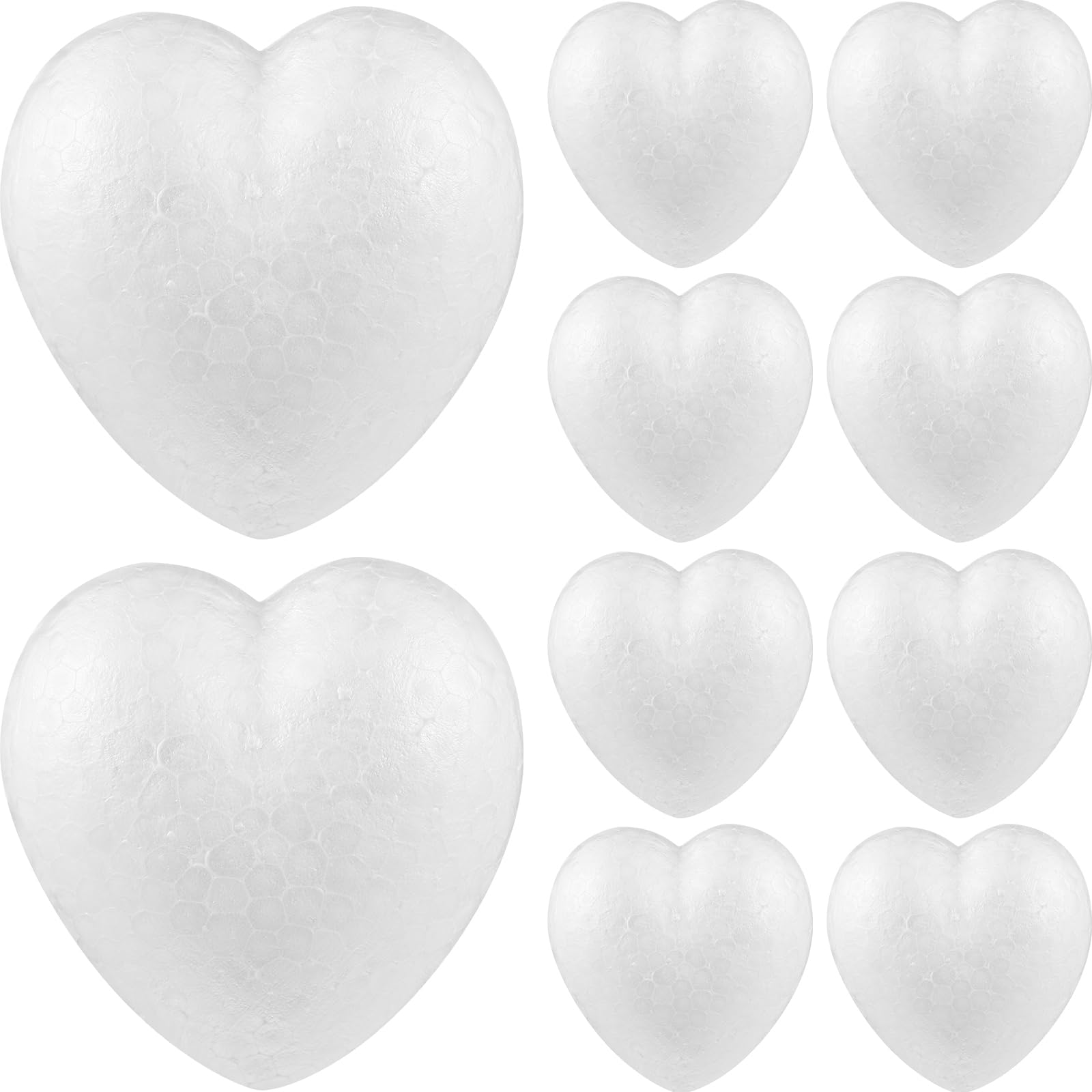 Tofficu Foam Hearts 3.35 Inch Lightweight Polystyrene Heart Ornaments for Diy Crafts Wedding Decorations Art Projects Pack of 10