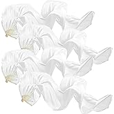 Beeveer 2 Pcs Women Silk Belly Dance Fan Veils 5.9ft Faux Silk Bamboo Long Fans Veil Dance National Dancing for Praise Worship Church School Performances, Left and Right