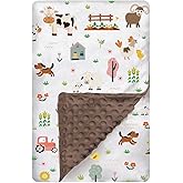 Baby Blanket for Boys Girls - Double Layer Soft Plush Minky With Dotted Backing, Toddler Newborn Shower Gift (Farm, 30 X 40 Inch)