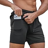 Smatstyle Men's 2 in 1 Athletic Quick Dry Shorts,Running Training Lightweight,Sweat Wicking Gym Sports Workout Elastic Short