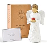 Zoyiancy Guardian Angel Statue, Praying Angel Figurines for Women, Healing Angel Statue Holding a Heart, Resin Hand-Painted Small Sculpture for Mothers Day Valentine’s Day, Easter Home Decor Ornament