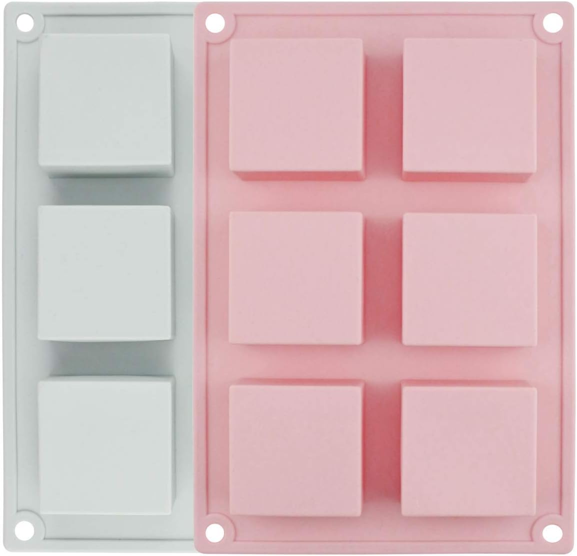 Chokov Soap Mold 2pcs 6-Cavity Square Silicone Molds for Soaps, bath Bomb, Ice Cubes, Candy, Cupcake Baking Home Kitchen Supplies