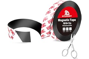 DTLHCNCT Magnetic Tape - 16 ft x 1 inch Magnet Strip Tape Roll with Strong Adhesive Backing for Kitchen, Office, School Organ
