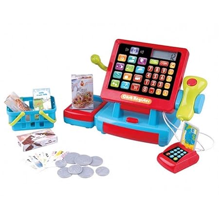 Kaufladen Set Geldkassette Kasse Kinderkasse Kaufladen Kinder mit Kasse Scanner Spiel Spielzeug Zubehör für Kaufladen Kaufman