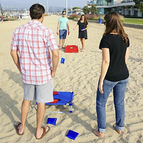 Portable cornhole set in a carrying case by GoSports, priced at $35.11.
