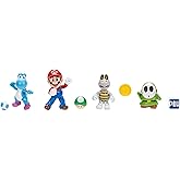 Super Mario Nintendo 4 Inch Action Figure Wave 40 4-Pack, Includes Mario, Dry Bones, Light Blue Yoshi, and Green Shy Guy