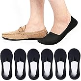 Caudblor Men Thin No Show Socks for Loafer, Invisible Low Cut Liners No See Non Slip Sock 6 Pairs