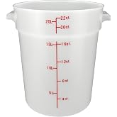 Winco 22 qt White Round Food Storage Plastic Container | Dishwasher safe, BPA-free, Freezer safe, Great for Ingredient Storage, Bulk Foods, Prep Stations and Kitchens