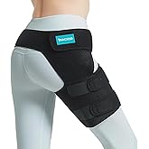 Piacico Hip Brace for Men & Women - Sciatica Pain Relief Devices, Compression Support Wrap for Thigh Injury,Groin, Hamstring, Joints, Hip Pain, Improved Mobility & Recovery (Black Right)