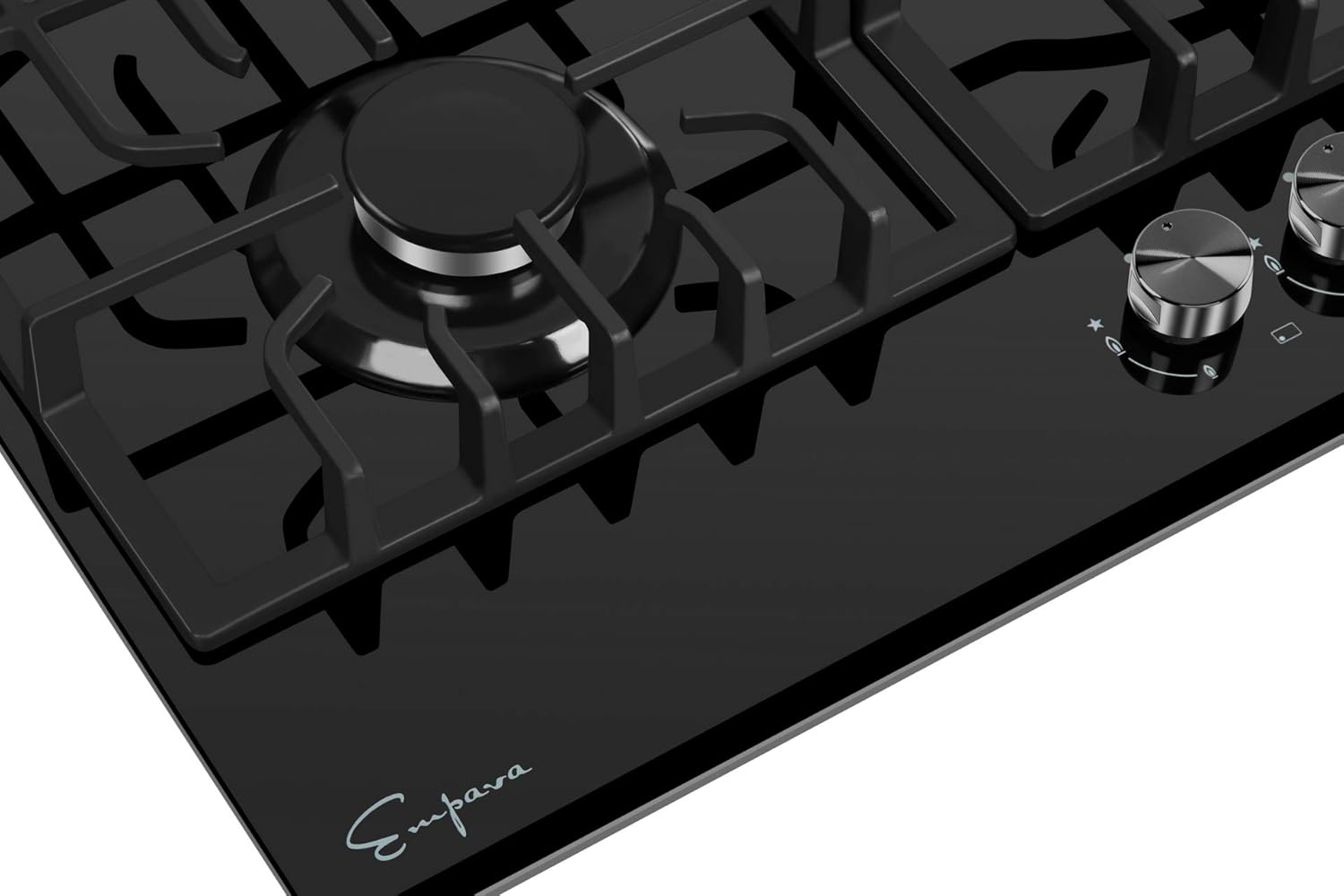 Empava 30 Inch Gas Stove Cooktop 5 Italy Sabaf Sealed Burners NG/LPG Convertible in Black Tempered Glass: Appliances