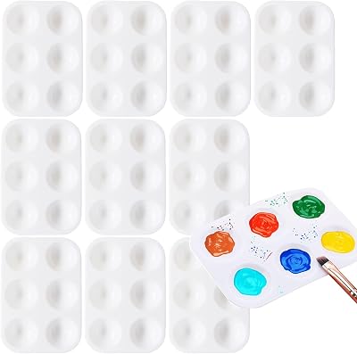 Gunwon 10PCS Mini Paint Tray Palette with 6 Wells for Watercolor & Acrylic