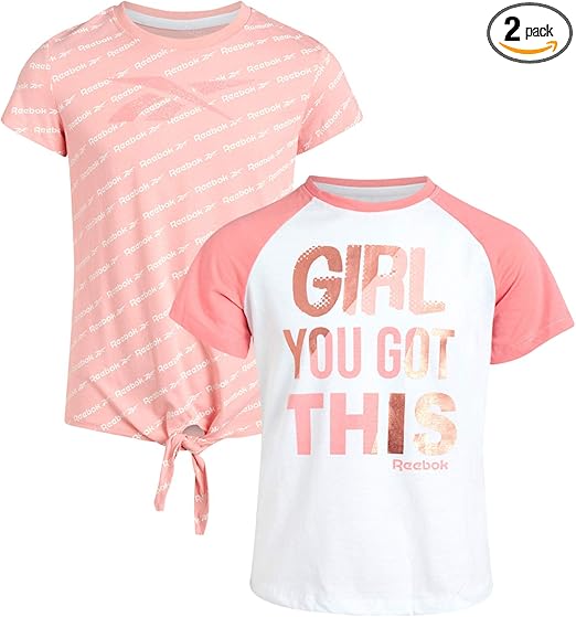 Amazon Co Jp Reebok ガールズ アスレチック ツイストフロント ファッションtシャツ 2枚パック 服 ファッション小物