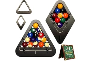 Hvcemi Precision-Engineered Professional Billiard Rack System That Eliminates Gaps,Heavy Duty Solid Wood Billiard 8-Ball/9-Ball Pro Triangle/Diamond Pool Ball Racks,Adjustable Billiards Accessories