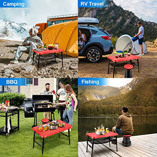 KPR Retractable Folding Table and Stool Set,Portable Camping Foldable