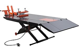 APlusLift MT1500X 1500LB Air Operated 48" Width Motorcycle ATV Lift Table with Side Extensions / 2 Year Warranty