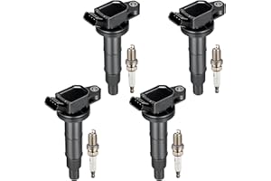 SYKRSS Set of 4 UF333 Ignition Coil Pack and 7092 Spark Plugs Compatible with Toyota Highlander Solara Camry RAV4 Corolla Matrix HS250h Compatible with Scion xB tC Vibe L4 2.0L 2.4L Replaces C1330