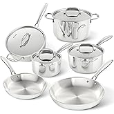 Duxtop Whole-Clad Tri-Ply Stainless Steel Induction Cookware Set, 10PC Kitchen Pots and Pans Set