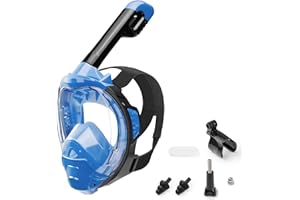 Jwintee Snorkel Mask, Full Face Snorkel Mask,Snorkeling Gear for Adults Kids,Diving Mask, Mask and Snorkel with Detachable Camera Mount,180 Degree Panoramic View Anti-Leak Anti-Fog