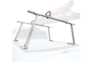 Partree Universal Pickup Truck Ladder Rack,Adjustable Aluminum Truck Bed Rack with 1000 lbs Loading Capacity for Kayaks, Ladders, Lumber, and Other Oversized Cargo,Silver
