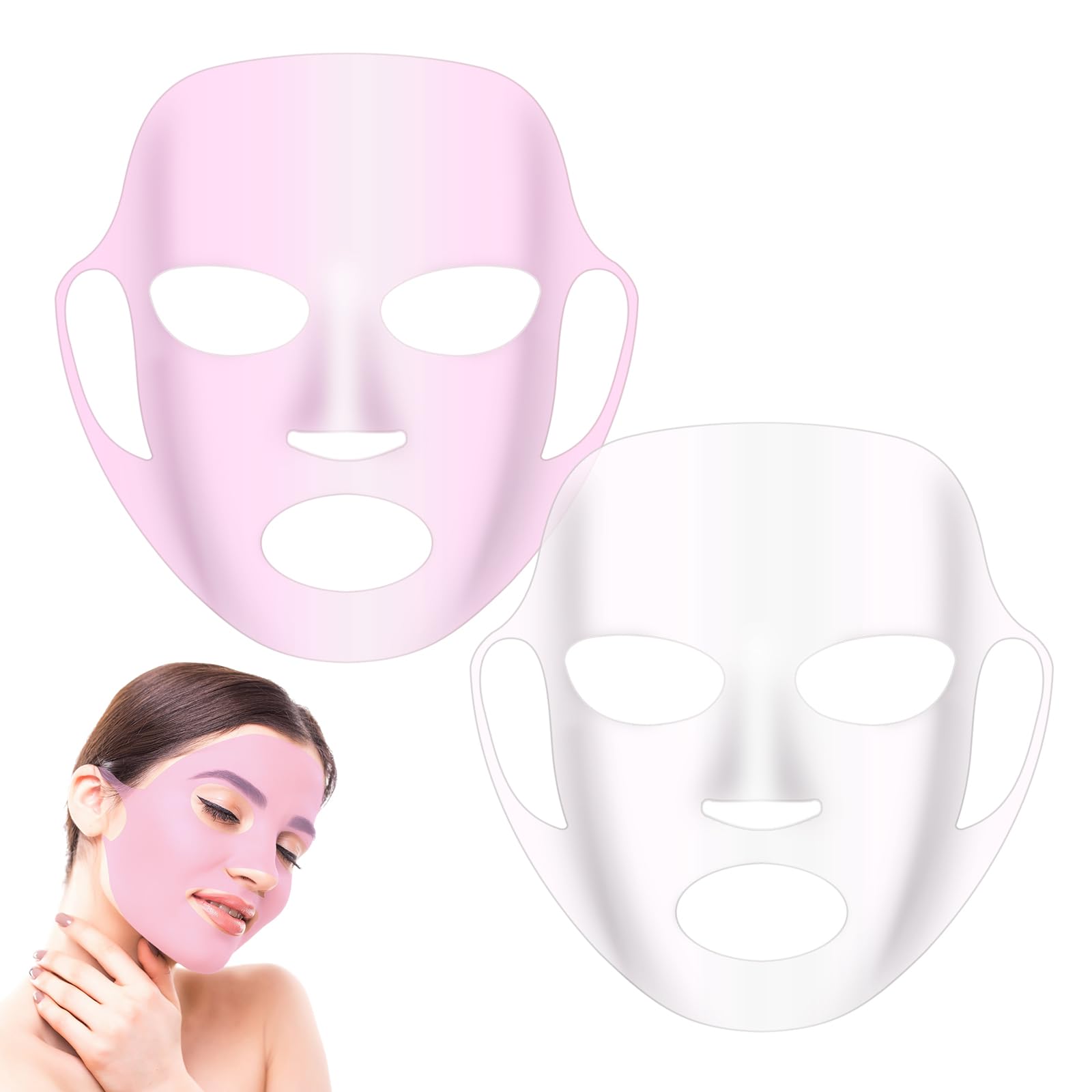 Photo 1 of BOHUIZ 2 Pack Silicone Face Mask Cover, Reusable Anti-Wrinkle Face Mask Holder for Sheet Masks Moisturizing Facial Mask Cover Prevent Evaporation Beauty Face Tool Skincare Beauty Spa