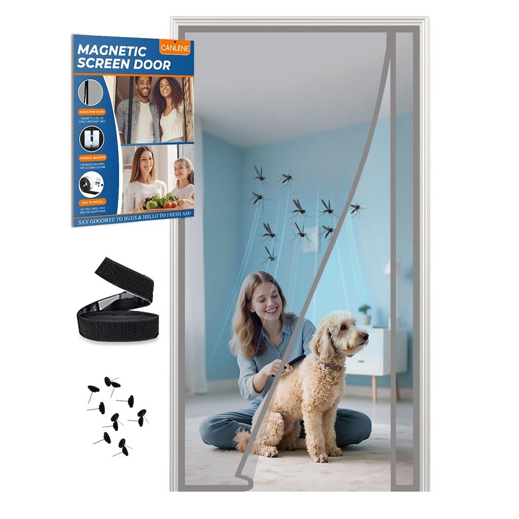 Photo 1 of CANLENE Magnetic Screen Door Left Right Side Opening Polyethylene Terephthalate Mesh Greater Than Fiberglass and Polyester Easy Install
